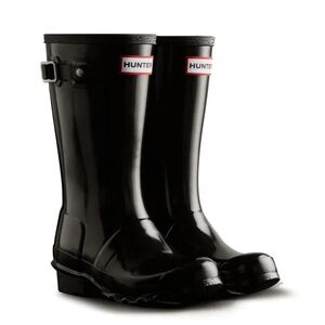 Hunter kids gloss Black Tall Boots size US 3 boy/4 girl